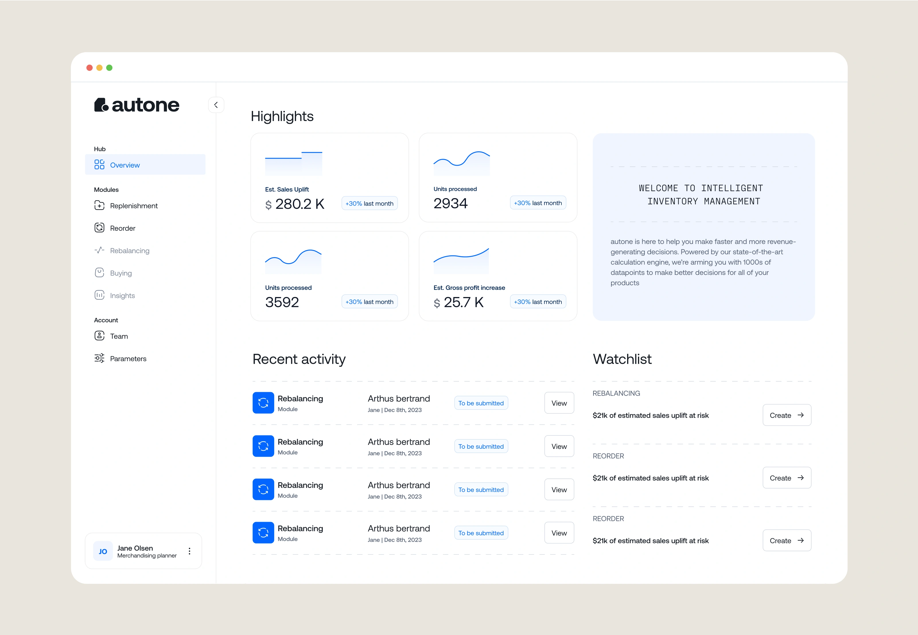 Autone app solution screen.