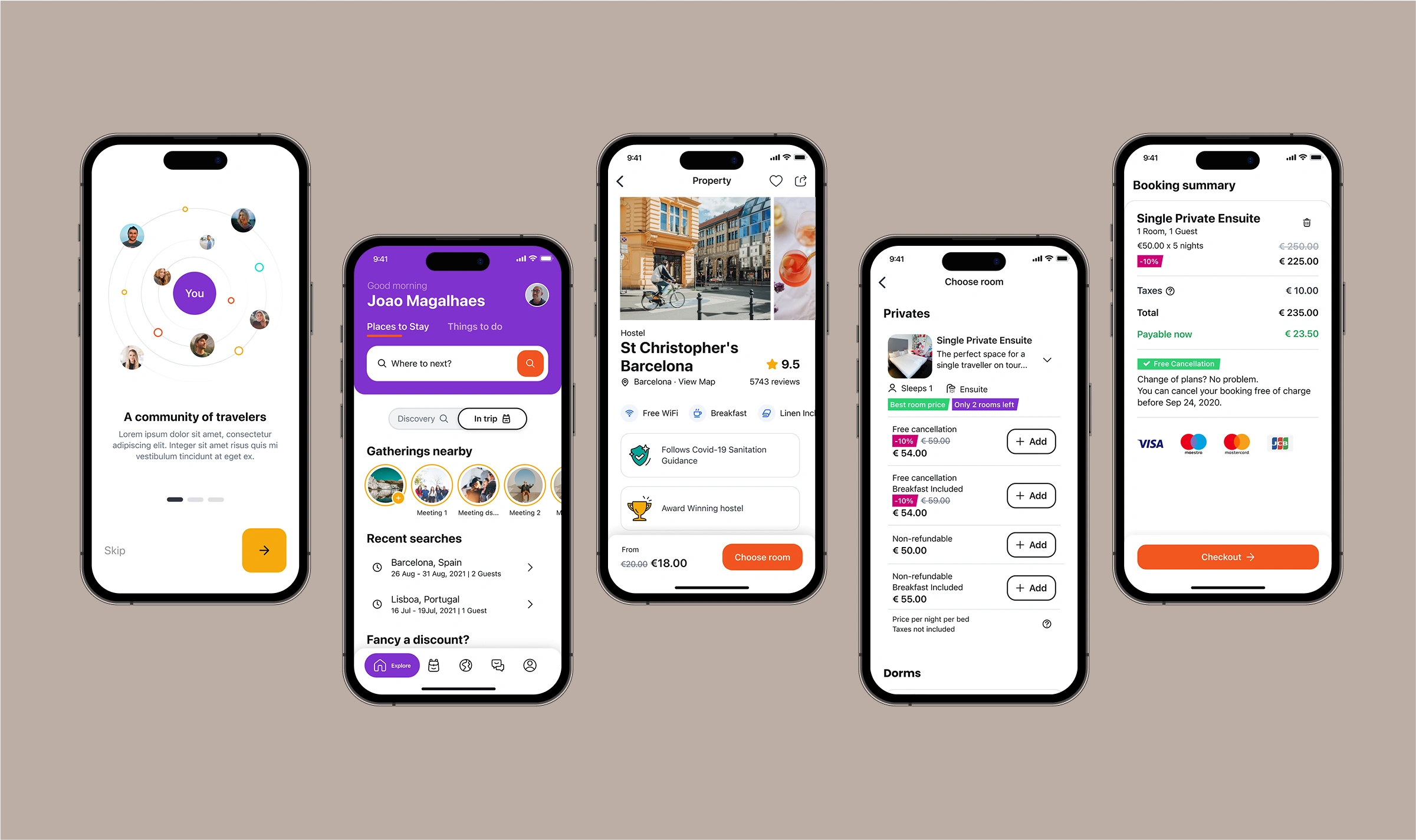 Hostelworld mobile app experience.