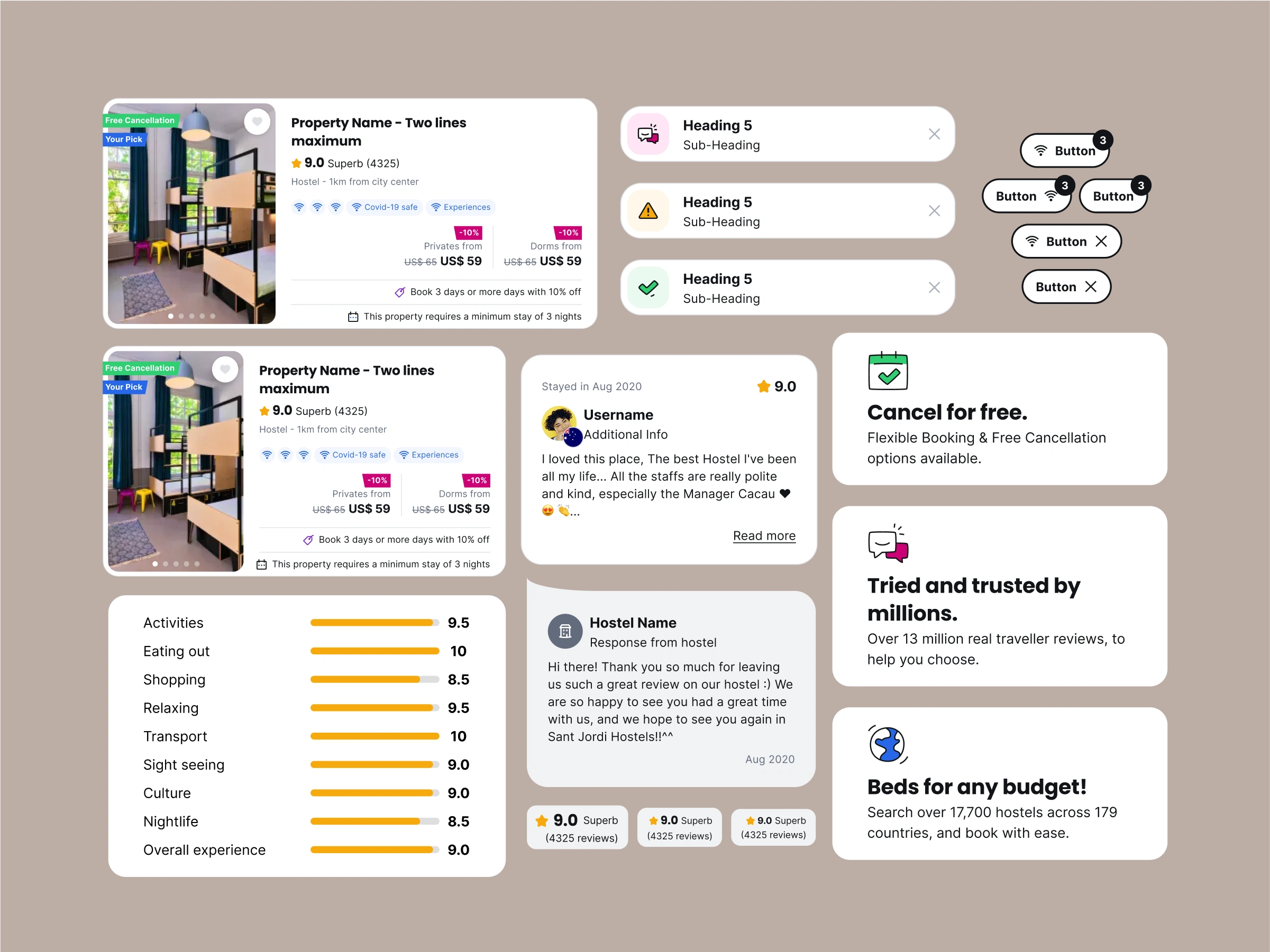 Hostelworld polished product mockup.